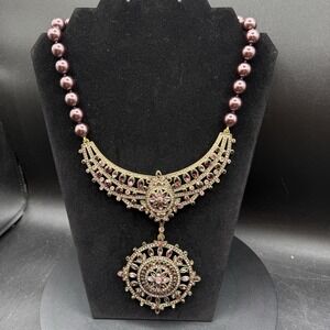 Heidi Daus‎ Paris Salon French Twist Necklace  W/ Removeable Pin Amethyst READ